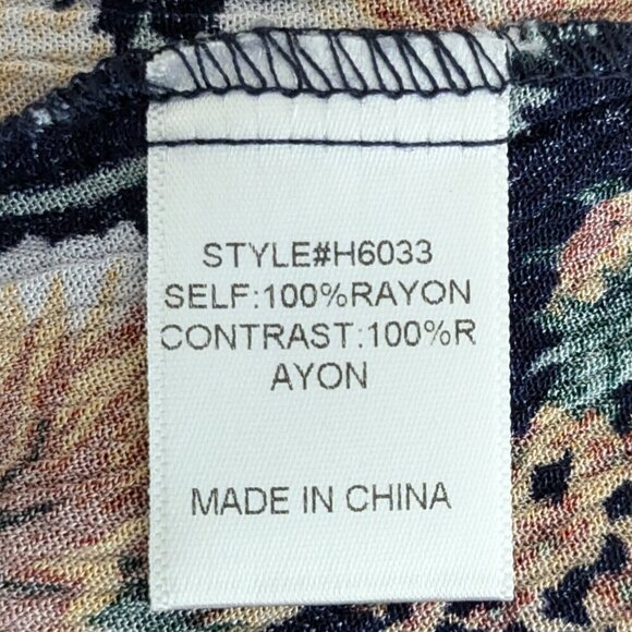 JODIFL Navy Floral, V-Neck, Soft Crepe Fabric, Slim Fit Top; Size S - Picture 4 of 5